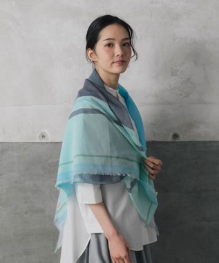 POLS 播州織 極細コットンストール ブルー