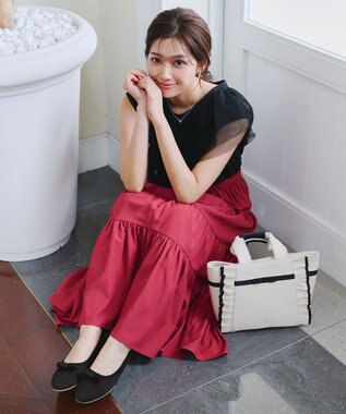 Tiaclasse 【安田美沙子さん着用/小倉優子さん着用・洗える/撥水】プチリボンニットフラットパンプス ブラック