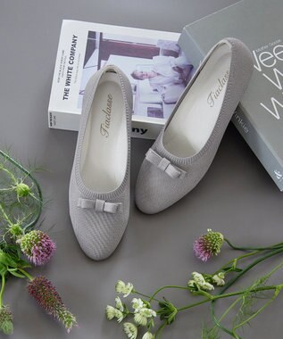 Tiaclasse 【安田美沙子さん着用/小倉優子さん着用・洗える/撥水】プチリボンニットフラットパンプス シルバー