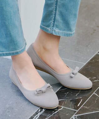 Tiaclasse 【安田美沙子さん着用/小倉優子さん着用・洗える/撥水】プチリボンニットフラットパンプス シルバー