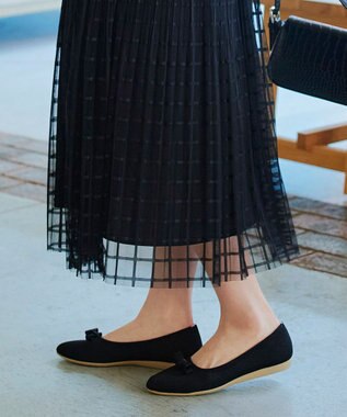 Tiaclasse 【安田美沙子さん着用/小倉優子さん着用・洗える/撥水】プチリボンニットフラットパンプス ブラック