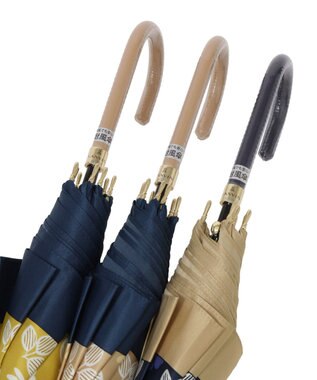 MOONBAT LANVIN en Bleu 長傘 バイカラーデイジー サテンプリント ジャンプ 耐風 ネイビーブルー