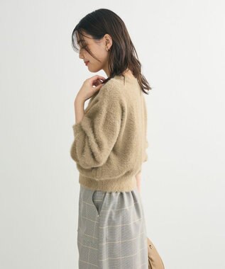 Green Parks ラメシャギーニットカーディガン Gray Beige