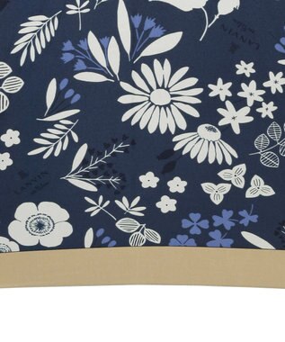 MOONBAT LANVIN en Bleu 長傘 バイカラーデイジー サテンプリント ジャンプ 耐風 ネイビーブルー