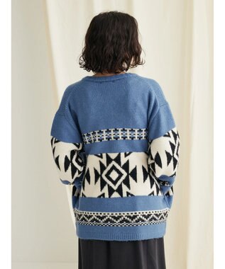 CRAFT STANDARD BOUTIQUE オルテガ柄ニットＺＩＰブルゾン Sax