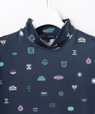 23区GOLF 【WOMEN】【吸水速乾・UVケア】ステッカープリント モックネックシャツ ネイビー系5