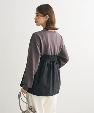 Green Parks ミニ裏毛異素材ドッキングロゴプルオーバー Charcoal Gray