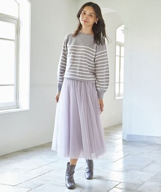 ANY 【洗濯機可能/8色展開】ハッピーカラーニット グレーベース×オフライン