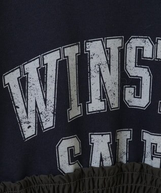 Green Parks ミニ裏毛異素材ドッキングロゴプルオーバー Charcoal Gray