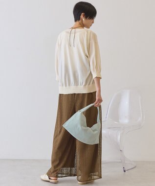 AMERICAN HOLIC 5分袖シアーVネックニットカーディガン Ivory