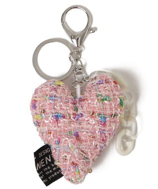 WEGO ツイードビッグハートキーホルダー ピンク