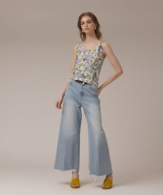 GRACE CONTINENTAL ローズプリントニットトップ キナリ