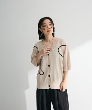 Green Parks 刺繍コードＶネックフレンチカーディガン Light Beige