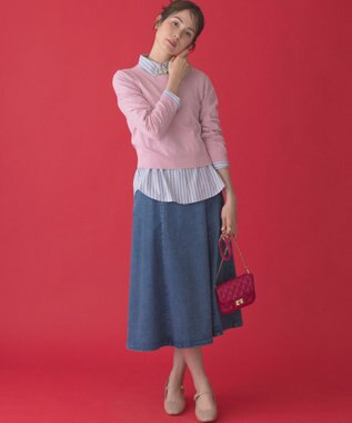 組曲 ハートボタン ニットプルオーバー ピンク系