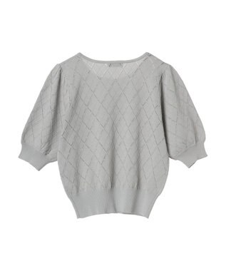 earth music&ecology アーガイルスカシパールニットプルオーバー Light Gray