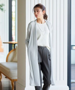 Tiaclasse 【吸水速乾・UVケア・洗える】ランダムリブカットソーカーディガン グレー