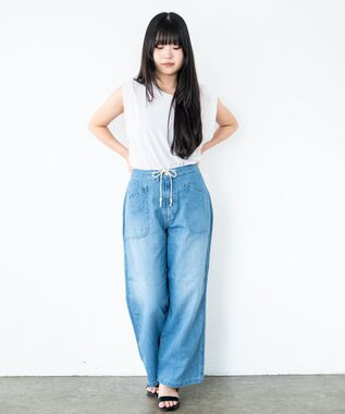 caqu FS linen easy wide リネンウエストゴムワイドストレート 3years