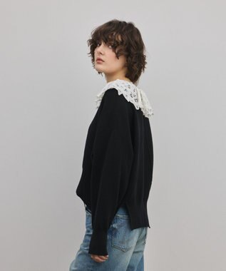 GRACE CONTINENTAL レースカラーニットトップ ブラック