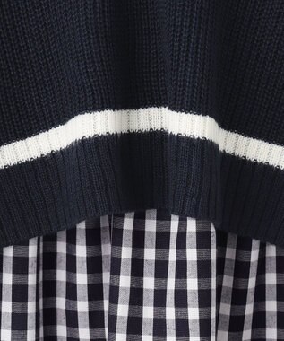 ANY KIDS ニットベスト × ワンピース セット ネイビー×ギンガム