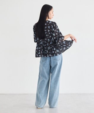earth music&ecology アソートラッフルブラウス Black