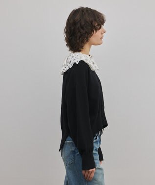 GRACE CONTINENTAL レースカラーニットトップ ブラック