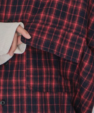 WEGO 【ユニセックス着用ITEM/MLサイズ展開】チェックレイヤードシャツ（LS） レッドチェック1