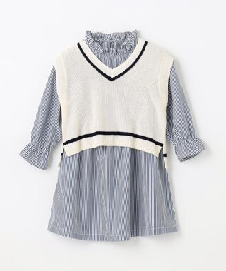 ANY KIDS ニットベスト × ワンピース セット オフ×ストライプ