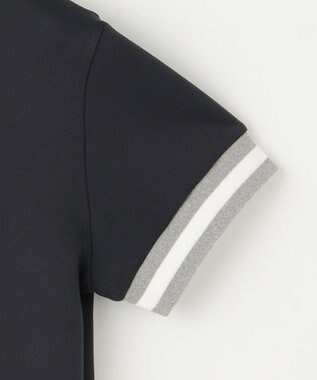 23区GOLF 【23Fondation/WOMEN】【吸水速乾/UVケア】ラインモックシャツ ブラック系