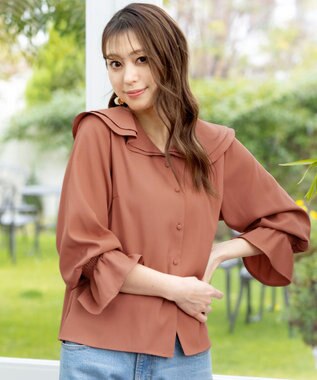 Tiaclasse 【洗える】フレアカラーブラウス ピンク