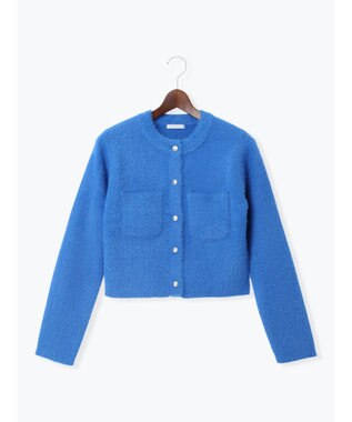 Te chichi ショートシャギーポケットカーディガン ブルー