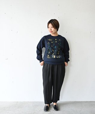 muuc 〈コットン100% 12.7オンス生地＆裏面パイル〉筆記帳刺繍のスウェット ネイビー