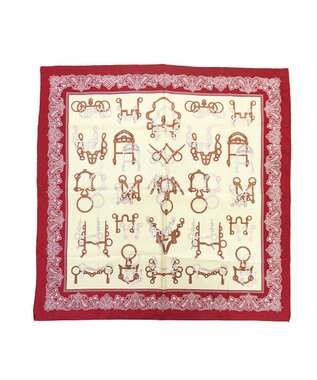 Marca ＜秋の新作＞【Marcaオリジナル】馬具＆ペイズリー 小判 シルクツイル スカーフ アカ