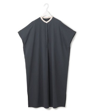 ICB L 【接触冷感・UVカット・洗える】RENUソフトタイプライター バンドカラーワンピース ネイビー×トープ系