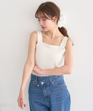 earth music&ecology チェーンリブラメカットタンクトップ Off White