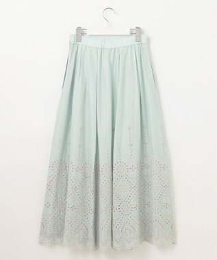 自由区 S 【カタログ掲載・洗える】エンブロイダリーローン スカート アクア×ベージュ