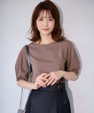 ANY SIS L 【汗ジミ防止・UVケア】アーモンドスリーブ カットソー モカピンク