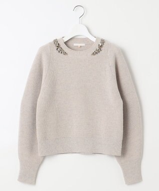 自由区 【カタログ掲載・洗える】ビジュー ニット ベージュ系