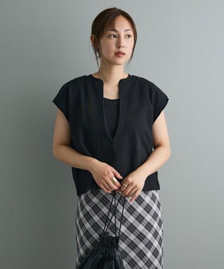 CRAFT STANDARD BOUTIQUE 裏毛深Ｖベスト Black