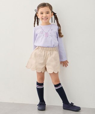 ANY KIDS 【WEB限定】7days プリント 長袖Tシャツ ラベンダー×ネックレス