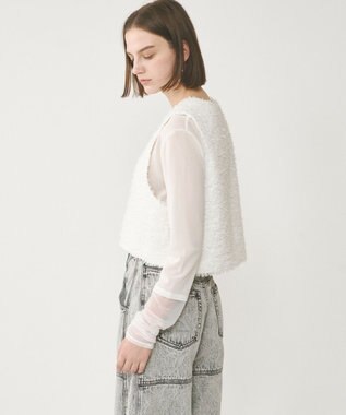 GRACE CONTINENTAL ツイードショートジレジャケット ホワイト