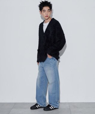 WEGO 【ユニセックス着用ITEM】フェザーカーディガン ブラック