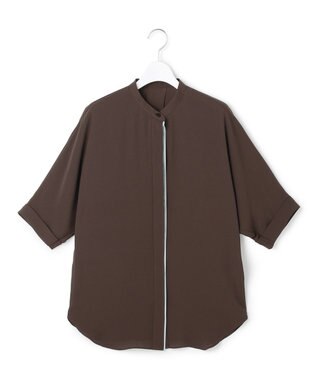 ICB L 【新色追加・WEB限定カラーあり】BackSatinAmunzen 5分袖バンドカラーブラウス