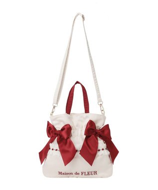 Maison de FLEUR ガトーフレーズダブルリボン2Wayトート Off White