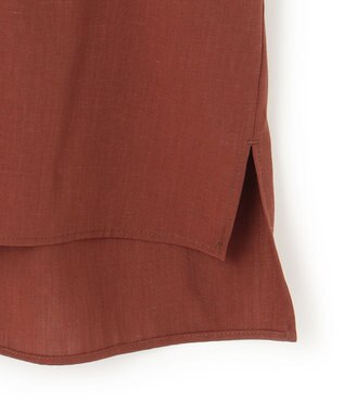 ICB 【洗える】T/Rドライリネン クロップドシャツ マルーン系