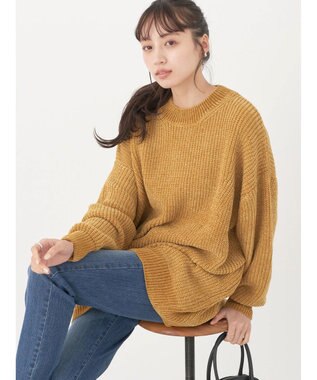 earth music&ecology シャイニーベロアモールチュニック Mustard