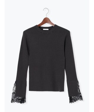 Te chichi レースカフスレイヤードニット チャコールグレー