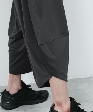 WEGO 【機能性パンツ/ウエストゴム】サルエルパンツ ブラック中濃色