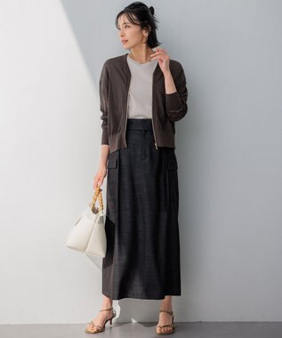 23区 【洗える】デニムライクシャンブレー Iライン スカート ブラック系