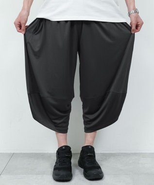 WEGO 【機能性パンツ/ウエストゴム】サルエルパンツ ブラック中濃色