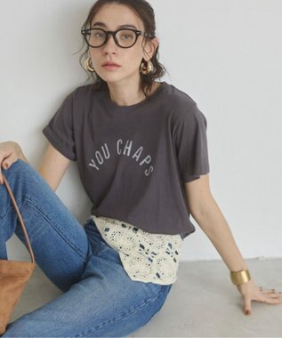 WEGO 【ANGIE VINTAGE】スラブ天竺ロゴプリントTシャツ